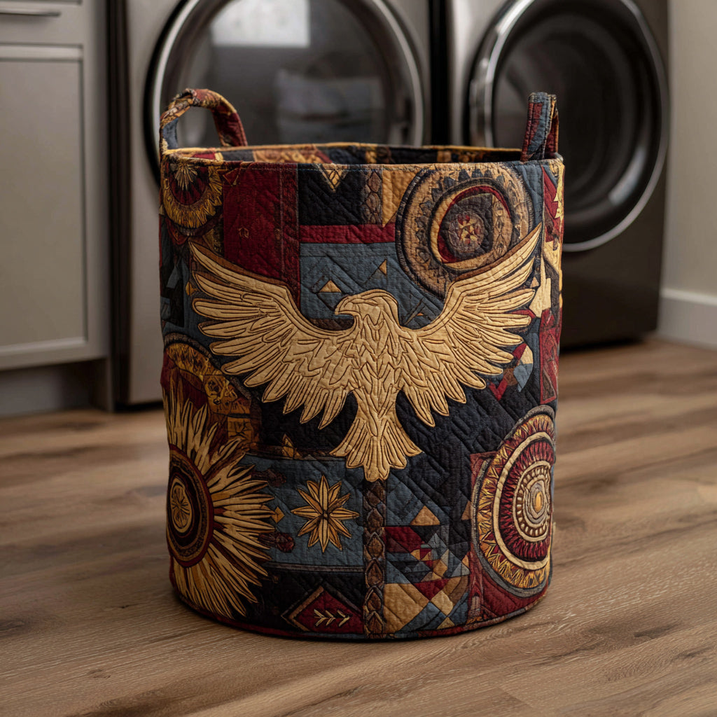 Abstract Tribal Eagle Quilted Laundry Basket NCU0HNH521