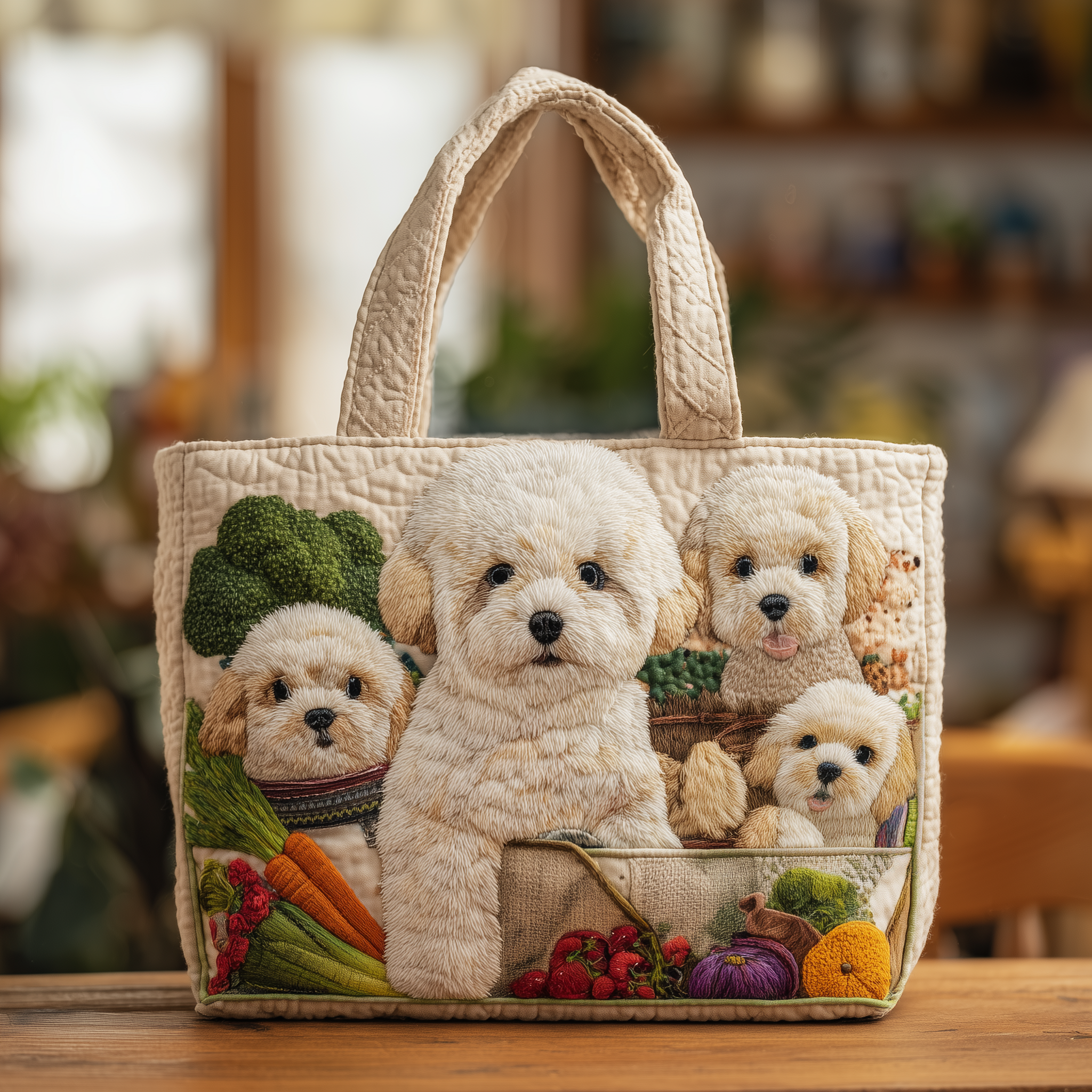 Adorable Bichon Quilted Tote Bag GFTOTG06